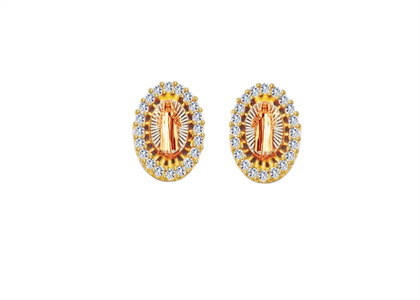 Two Tone Plated Saint Jude CZ Earring